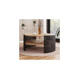 Mesa de centro FIKOLI 40x75 cm preto/dourado carvalho
