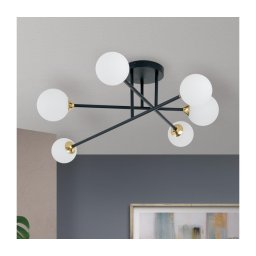Orion DL 7-786/6 - Candeeiro integrado SNOWWHITE 6xG9/20W/230V diâmetro 84 cm preto/dourado