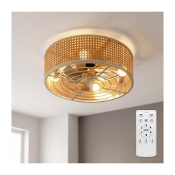Brilagi - Ventilador de teto em bambu Ø 50 cm, 4xE27/40W/230V, com comando remoto