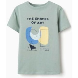 ZIPPY T-shirt de algodão com estampado de formas para menino, verde-claro Verde 4-5 Years