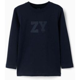 ZIPPY T-shirt de manga comprida com estampado ZY para menino, azul-marinho Azul 5-6 Years