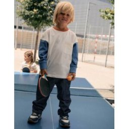 ZIPPY T-shirt de manga comprida com bolso para menino, branco/azul/castanho Azul 7-8 Years