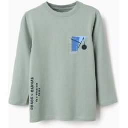 ZIPPY T-shirt de manga comprida com estampado Shapes para menino, verde-claro Verde 9-10 Years