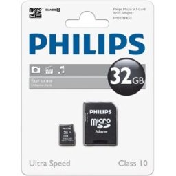 Cartão de Memória 32GB microSDHC Class 10 + Adaptador - PHILIPS