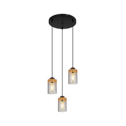 Globo 15557-3H - Candelabro suspenso FINCA 3xE27/40W/230V metal/madeira
