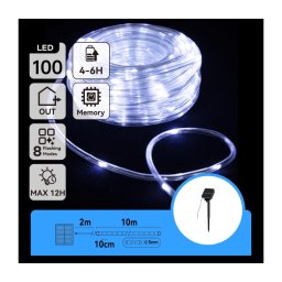 Aigostar - Cordão solar LED 100xLED/8 funções 12m IP65 branco frio