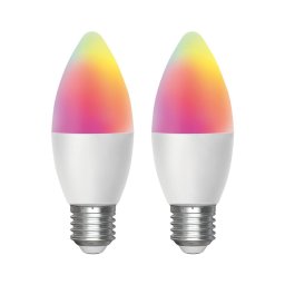 CONJUNTO 2x Lâmpadas LED RGBW com regulação MESH Inteligente C37 E27/6,5W/230V 2700-6500K - Aigostar