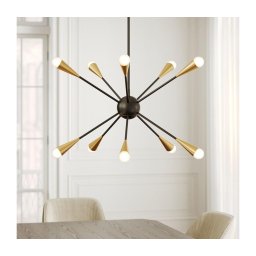 Feiss FE-JAX10-MB - Candeeiro suspenso LED JAX 10xG9/3W/230V preto/dourado