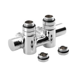 Sapho - Conjunto de válvulas para ligação central TWIN COMBI para o lado direito, cromado brilhante