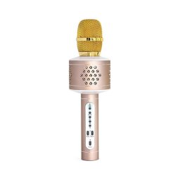 Microfone de karaoke 6W/5V 1500 mAh Bluetooth dourado