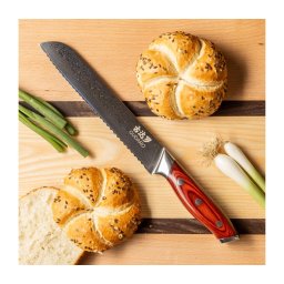 Faca de pão de cozinha Gudaro-Damasco KENSHO 8", 67 camadas de aço, comprimento 20 cm