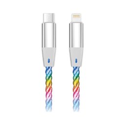Aligator DATKP65 - Cabo USB USB-C / Lightning com iluminação LED 30W PD 0,5m