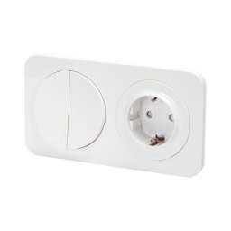 Aigostar - Interruptor duplo n.º 5 e tomada SCHUKO 230 V com moldura branca