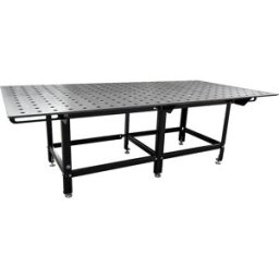 kaiserkraft Mesa de soldadura, Ø furos 28 mm, capacidade de carga 2000 kg, AxLxP 800 x 2480 x 1230 mm, Mesa de soldadura, Ø furos 28 mm, capacidade de carga 2000 kg, AxLxP 800 x 2480 x 1230 mm. Posto de trabalho de soldadura flexível para oficinas e empre