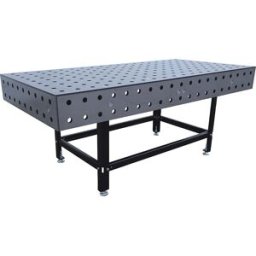 kaiserkraft Mesa de soldadura, Ø furos 28 mm, 2000 kg/m², AxLxP 800 x 1950 x 950 mm, Mesa de soldadura, Ø furos 28 mm, 2000 kg/m², AxLxP 800 x 1950 x 950 mm. Posto de trabalho de soldadura flexível para oficinas e empresas de produção. Construção robusta