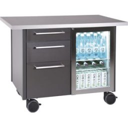 kaiserkraft Estação de serviço e de café, com 1 frigorífico e 3 gavetas, CxLxA 1250 x 740 x 900 mm, Estação de serviço e de café, com 1 frigorífico e 3 gavetas, CxLxA 1250 x 740 x 900 mm. Frigorífico potente com arrefecimento por convecção para resultados