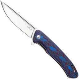 Ontario Outcast 9005 Satin 420J2, Blue and Brown G10, navalha