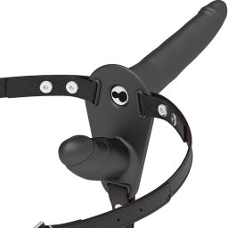 FETISH SUBMISSIVE HARNESS - VIBRADOR PRETO DE DUPLA PENETRAO
