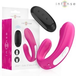 INTENSE - JANET DUAL ESTIMULADOR EM U E VIBRADOR COM CONTROLE REMOTO ROSA