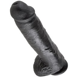 KING COCK - DILDO PRETO COM BOLAS 28 CM
