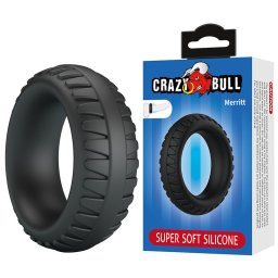 CRAZY BULL - ANEL PENIANO DE SILICONE TEXTURIZADO MERRITT PRETO