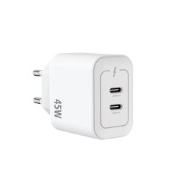 Carregador Rixus Carregamento Rápido 45W Dual USB-C - Branco