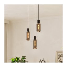 Eglo 901004 - Lustre suspenso MAIONE com cabo 3xE27/4W/230V preto/fumê