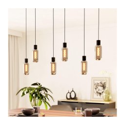 Eglo 901006 - Lustre suspenso por cabo MAIONE 6xE27/4W/230V preto/fumê