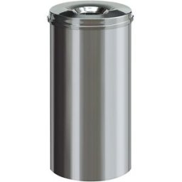 Brabantia Cesto de papéis de segurança, aço inoxidável , autoextintor, volume 50 l, AxØ 625 x 335 mm, brilhante, Cesto de papéis de segurança, aço inoxidável, autoextintor, volume 50 l, AxØ 625 x 335 mm, brilhante. Proteção preventiva contra incêndios dir
