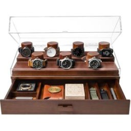 Holme & Hadfield The Collector Watch Display Case COLLECTOR-W nogueira, expositor de relógio para 7 unidades