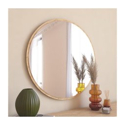 Espelho de parede OZZE diâmetro 60 cm castanho
