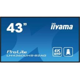 MONITOR IIYAMA 43" 3840X2160, UHD, 500CD/M2, MM 2X 10W, 3X HDMI, USB X2 (V2.0), WIFI, PLUG&PLAY DDC2B / RS232C XL, IISIGNAGE2 FAILOVER, E-SHARE, ANDROID 11 OS, 24/7, VESA 400X300, 45W (SOPORTE PARED INCLUIDO) (LH4360UHS-B2AG) - 1391389