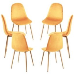 Presentes Miguel Pack 6 Cadeiras Teok Veludo - Amarelo