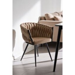 Presentes Miguel Cadeira Widny Black Veludo - Champanhe