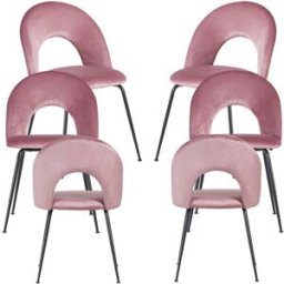 Presentes Miguel Pack 6 Cadeiras Dawa Black Veludo - Rosa