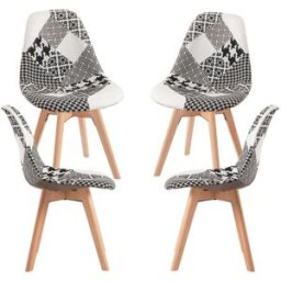 Presentes Miguel Pack 4 Cadeiras Synk Patchwork - Patchwork branco e preto
