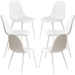 Presentes Miguel Pack 6 Cadeiras White Teok Polipiel - Branco