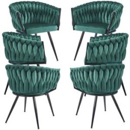 Presentes Miguel Pack 6 Cadeiras Widny Black Veludo - Verde