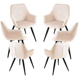 Presentes Miguel Pack 6 Cadeiras Kres Veludo - Beige