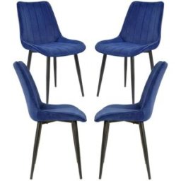 Presentes Miguel Pack 4 Cadeiras Stuhl Veludo - Azul