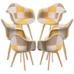 Presentes Miguel Pack 6 Cadeiras Belu Patchwork - Amarelo
