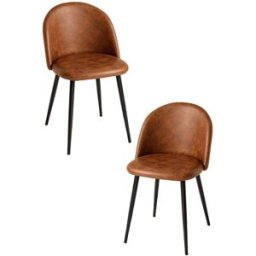 Presentes Miguel Pack 2 Cadeiras Black Vint Couro Sintético Vintage - Camel Vintage