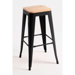 Presentes Miguel Pack 2 Bancos Torix Alto Madeira Natural 76 cm - Preto
