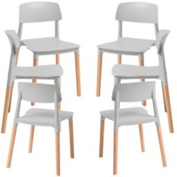 Presentes Miguel Pack 6 Cadeiras Estin - Cinza claro