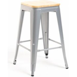 Presentes Miguel Pack 2 Bancos Torix Baixos Madeira Natural 67 cm - Cinza metalizado