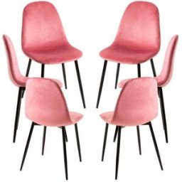 Presentes Miguel Pack 6 Cadeiras Teok Black Veludo - Rosa
