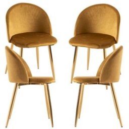 Presentes Miguel Pack 4 Cadeiras Vint Veludo Golden - Amarelo