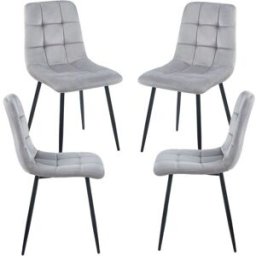 Presentes Miguel Pack 4 Cadeiras Stuhl Veludo - Cinza claro
