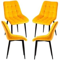 Presentes Miguel Pack 4 Cadeiras Cade Veludo - Amarelo