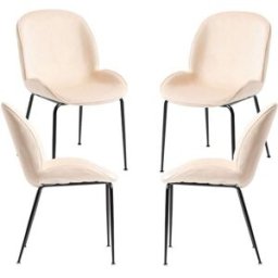 Presentes Miguel Pack 4 Cadeiras Bille Black Veludo - Beige